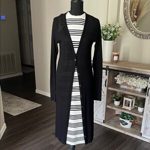 Amazon Black white sweater dress and  Long Button-Front Cardigan